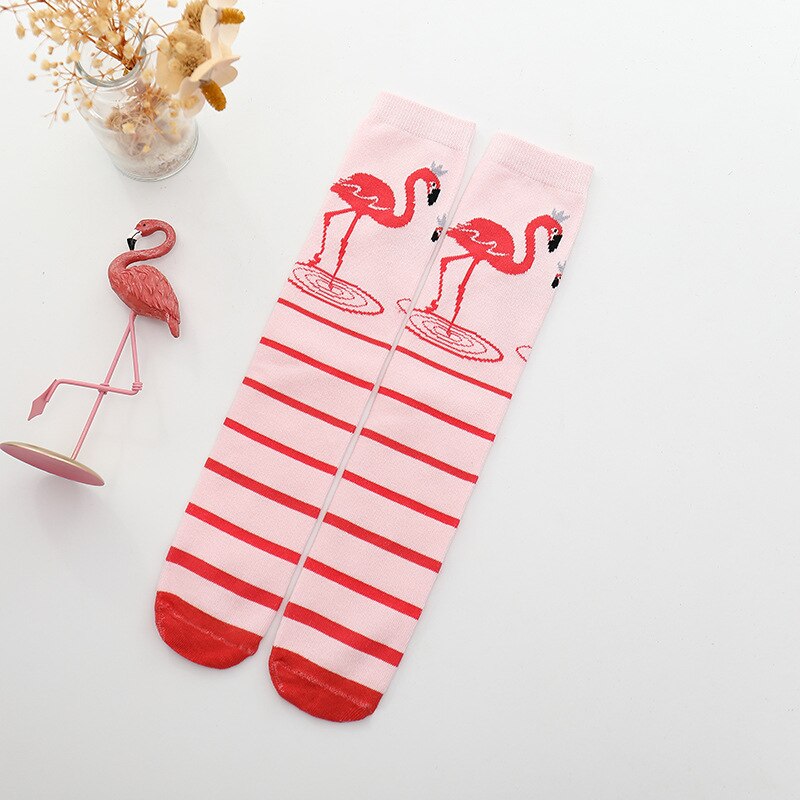 Calze per bambini calze per bambini Flamingo calze dritte per ragazze calze lunghe sopra il ginocchio calze per bambini calze al ginocchio: Pink