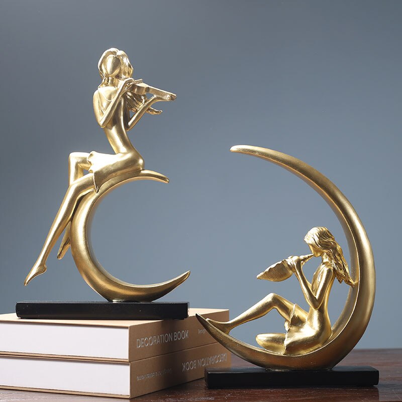 Måne pige figur ballet danser statue stue tv kabinet dekoration ornamenter fødselsdag artware hjem indretning figurer