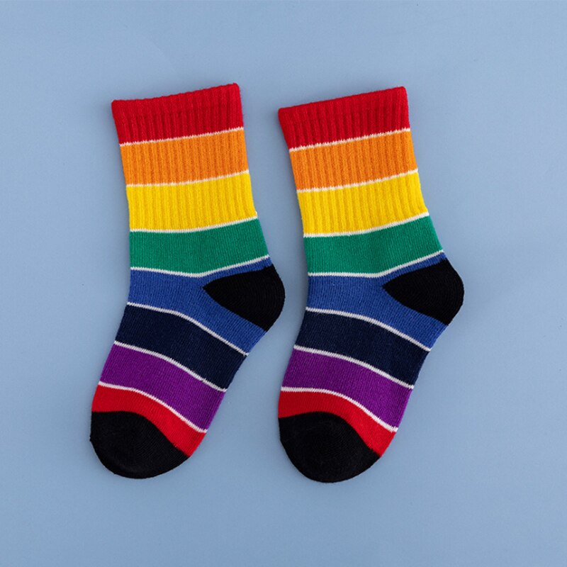 Winter Children Cotton Rainbow Striped Socks Warm Chrismas Baby Socks