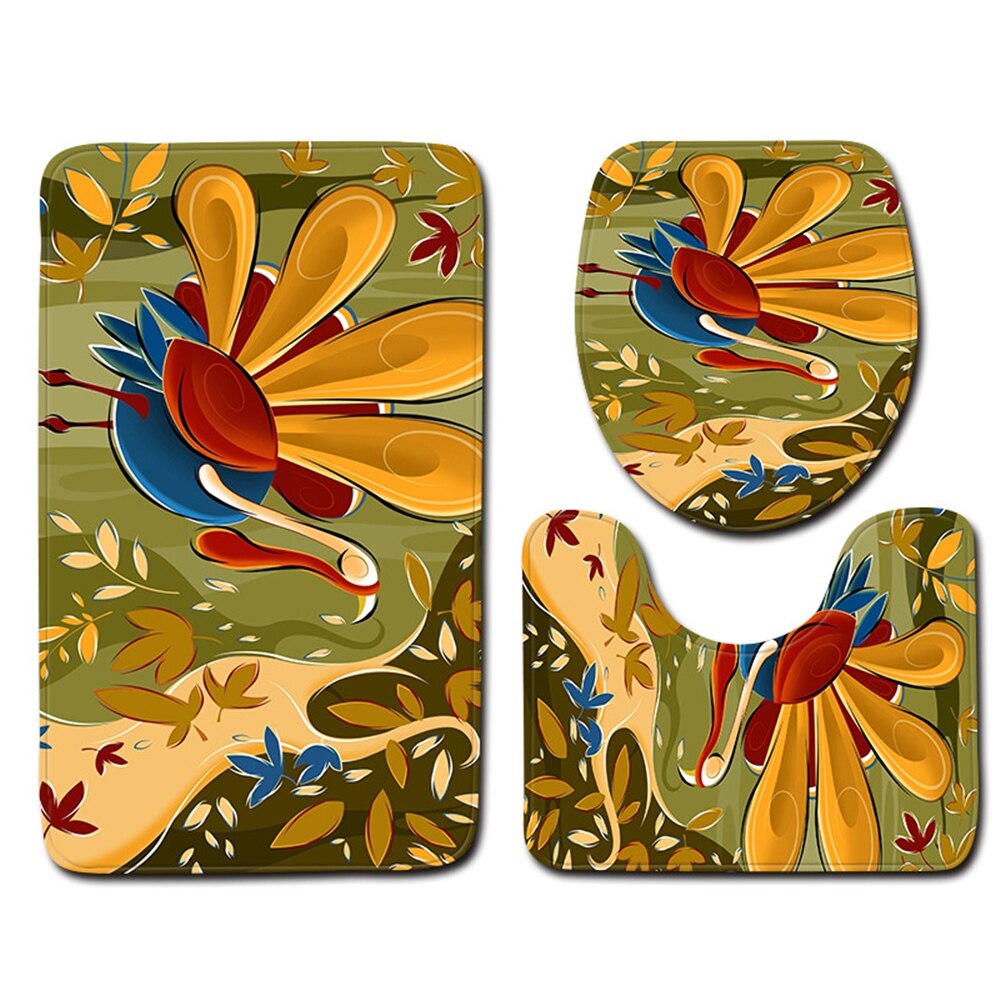 Ensemble de 3 pièces couverture de siège de toilette | Tapis de salle de bain, tapis de décoration de la maison, tapis de porte absorbant et antidérapant, tapis de flanelle: MT3-2
