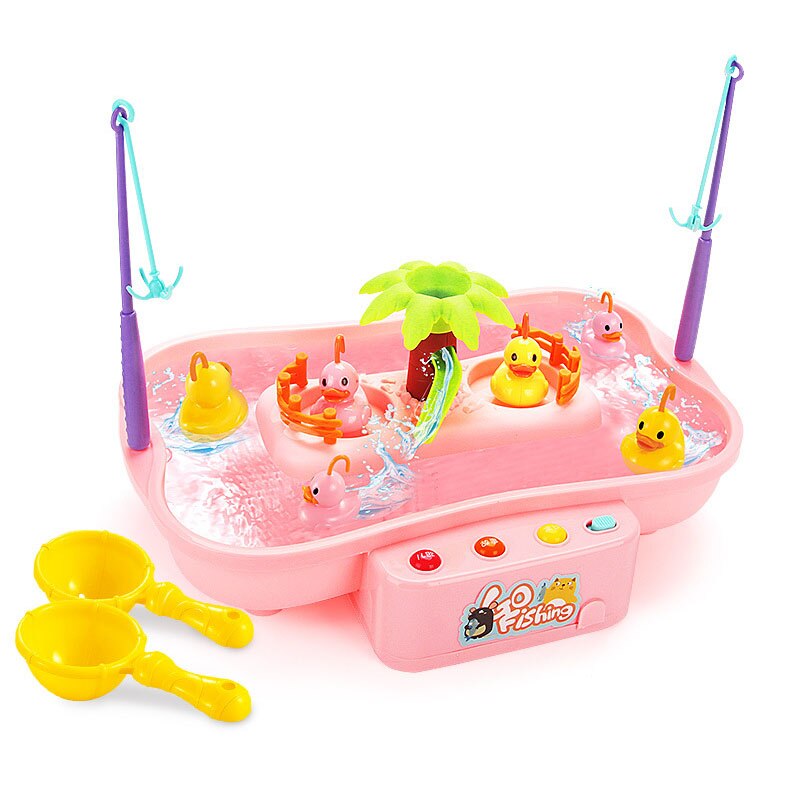 Fishing Toys For Kids Rotating 19.5*22*32cm Fish Game Plastic Parent-Child Interactive Table Games Hand-Eye Coordination Toys: Pink