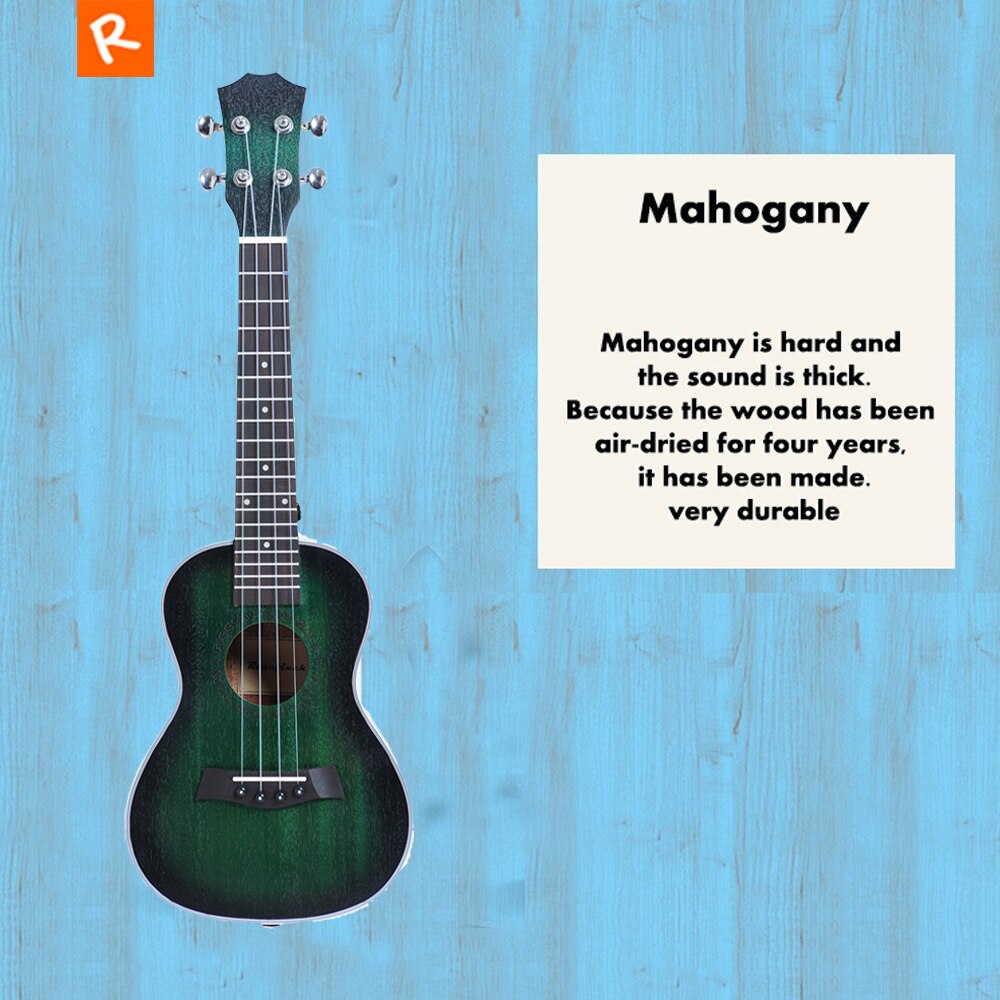 23 inch Ukulele 4 Strings Mini Guitar Mahogany Ukelele with Bag Capo String Strap Picks Hawaii Guitar UKU UK2329A