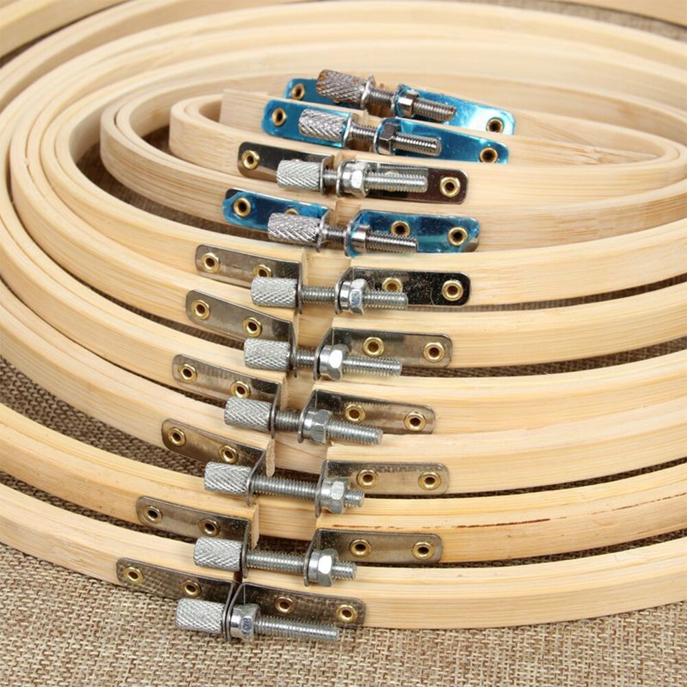 10 Size Sewing Tool Round Wooden Embroidery Hoops Frame Set Bamboo Embroidery Hoop Rings for DIY Cross Stitch Needle Craft Tool: (full set)
