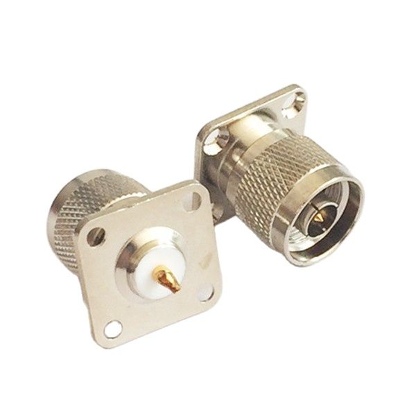 1pc n macho plug rf coaxial conector do conversor de solda copo cabo 4 furos montagem do painel nickelplated novo atacado