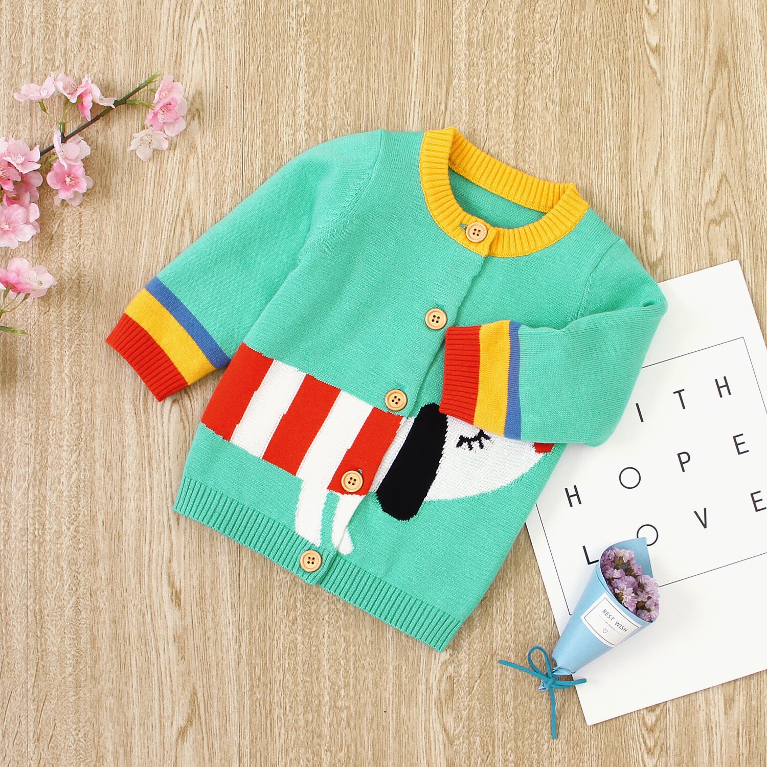 Top de punto para niña de 0 a 18M, chaqueta de cuello redondo de manga larga, blusa informal con estampado de erizo y perro de dibujos animados, Unisex