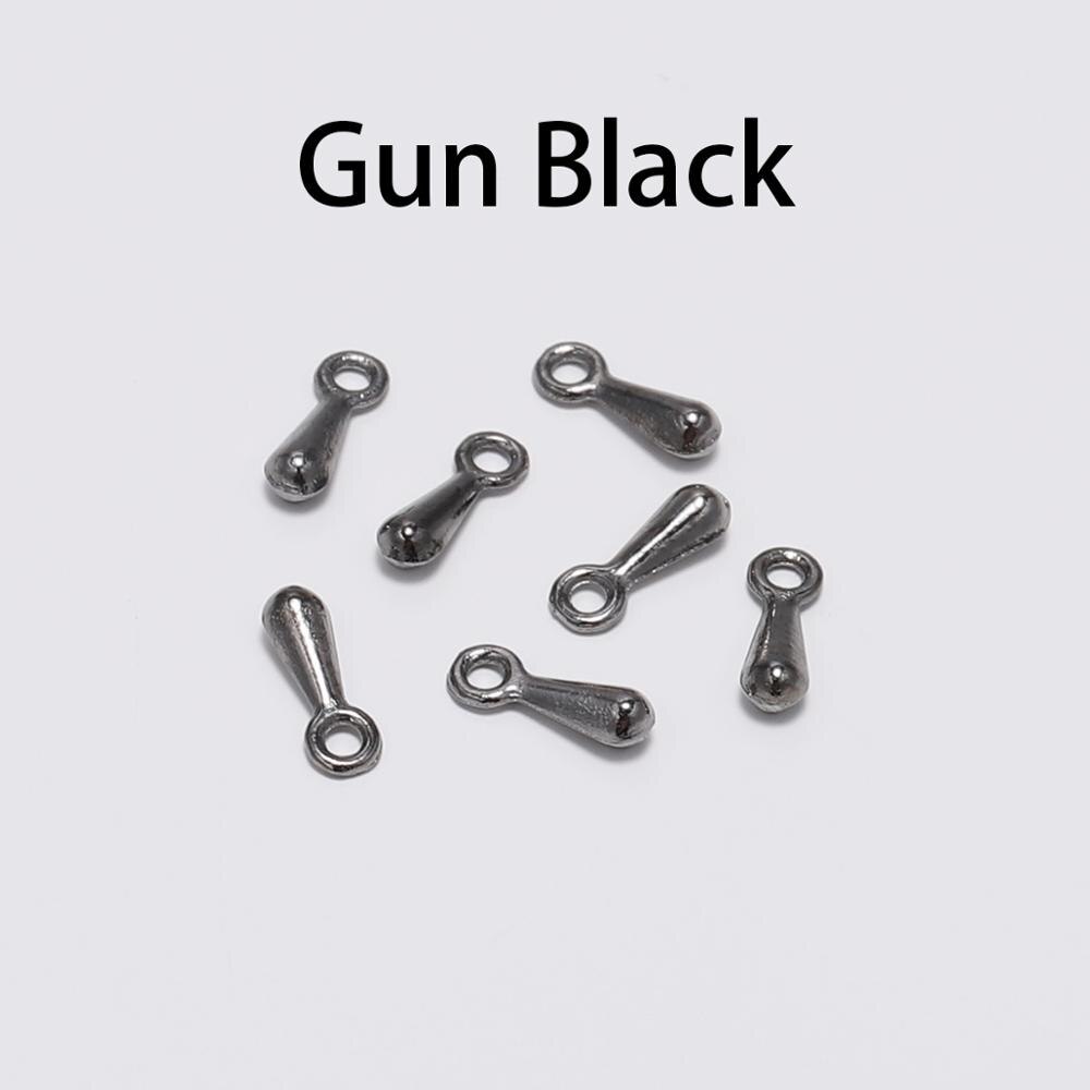 200 sztuk/partia złota kropla wody wisiorek koniec koraliki 2*7 3*9mm dla ogon Extender Chain DIY tworzenia biżuterii ustalenia akcesoria: Gun Black / 3 x 9mm