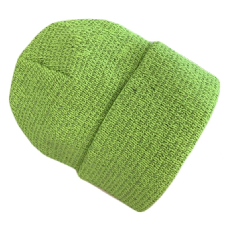 Reflective Knitted Beanie Hat Winter Warm Night High Visibility Safety Skull Cap Y1QD: Green