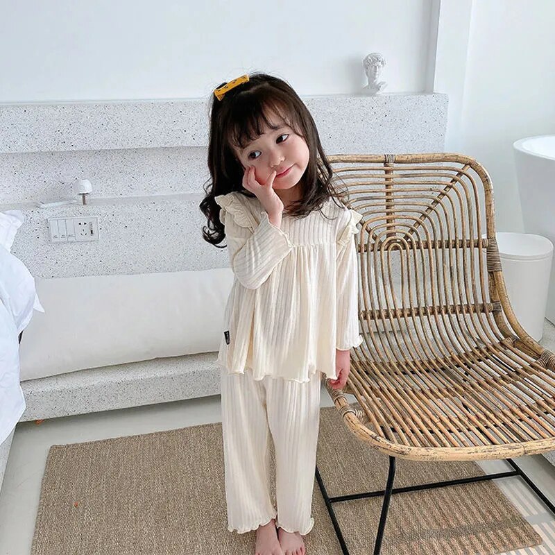 Baby Meisje Pyjama Past Lente Herfst Casual Nachtkleding Kinderen Koreaanse Stijl Kleding Sets Kids Homewear Kleding 2Pcs: AH7025-White / 4T