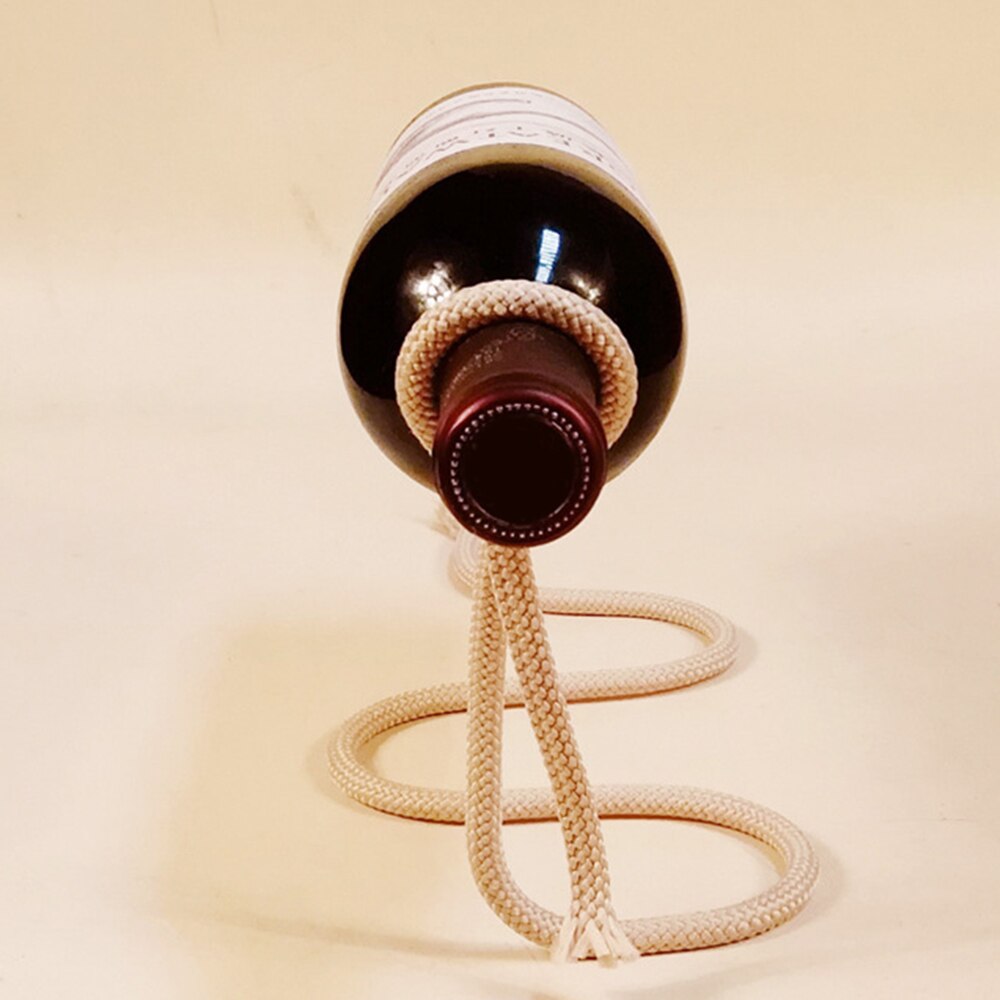 Craft Chain Wine Rack Magic 3D Suspended Alcohol Bottle Holder White Rope Wine Bottle Holder Practical Home Kitchen
