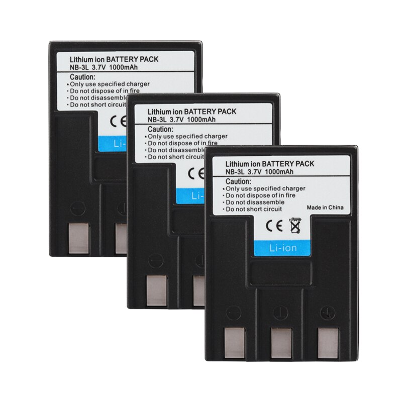 Nb -3l nb3l nb 3l kamera batteri for canon ixus iis  sd110 ixy  i2 i5 s700 750 700 is iis  sd20 pc1060 pc1114 110.1000 mah batterier: 3 batterier