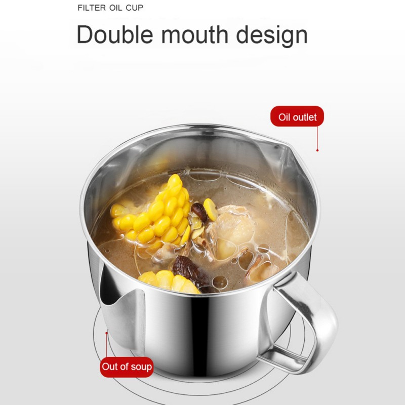 Acier inoxydable sauce huile soupe graisse séparateur graisse huileur filtre crépine bol cuisine huile soupe crépine tasse outil de cuisson