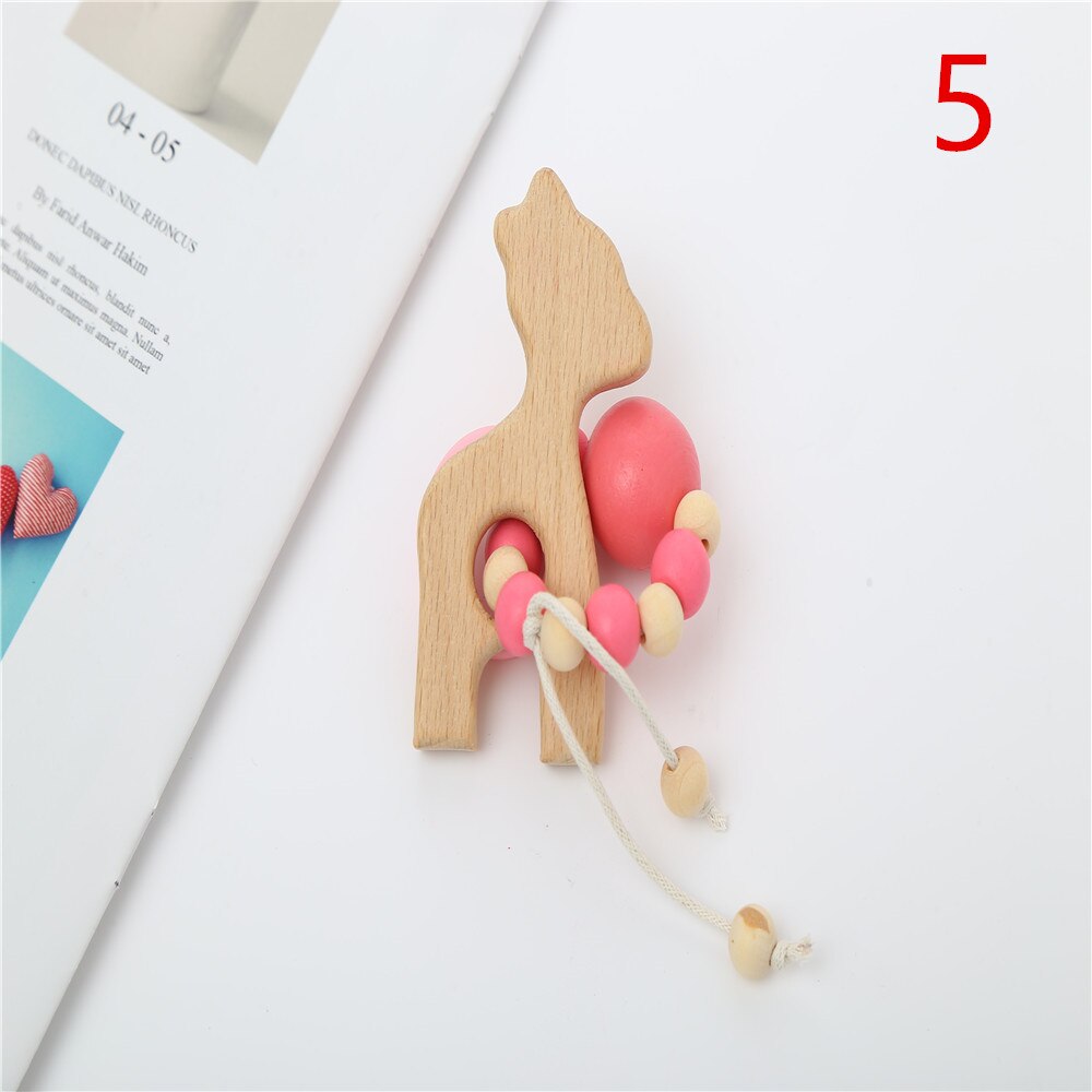 1Pc Hout Armband Dier Vormige Baby Organische Houten Siliconen Kralen Baby Molaire Speelgoed Voor Kids: 5