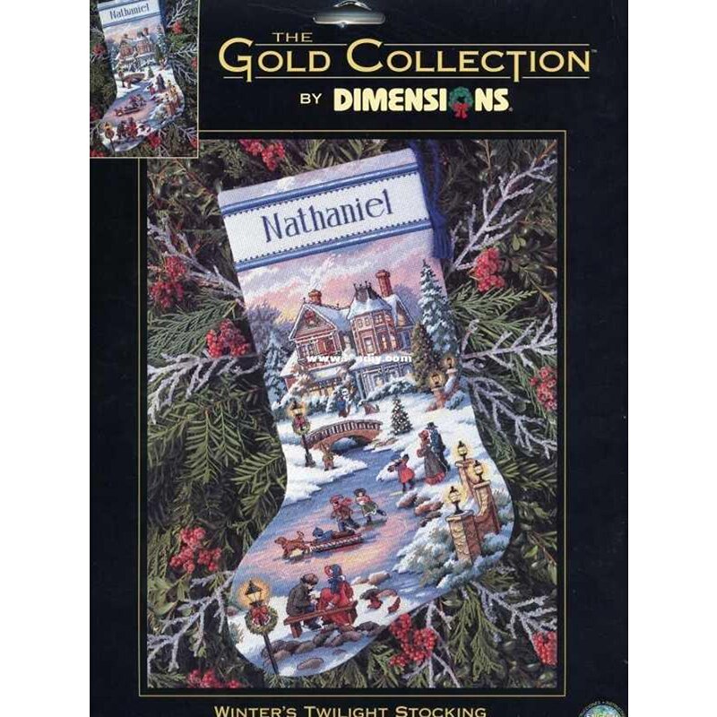 Amishop-Kit de punto de cruz contado, Media Crepúsculo de invierno, esquí de Navidad, Dim 08666, OK