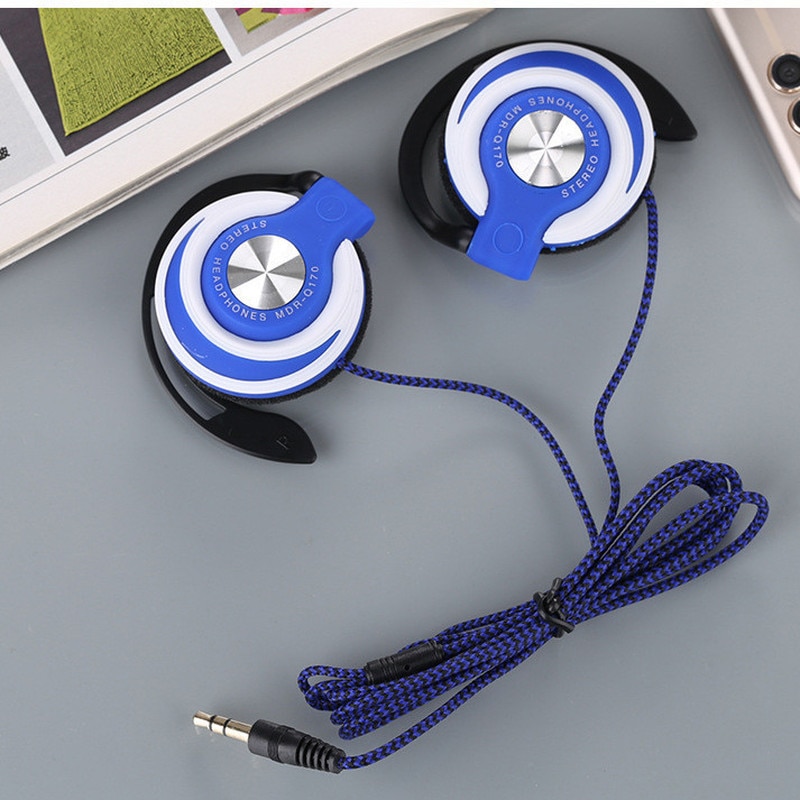 1 Pcs Universele 3.5 Mm Plug Wired Stereo Metalen Bedrade Hoofdtelefoon Zware Bas Headset Over-Ear Verstelbare Oorhaak oortelefoon Voor Telefoon