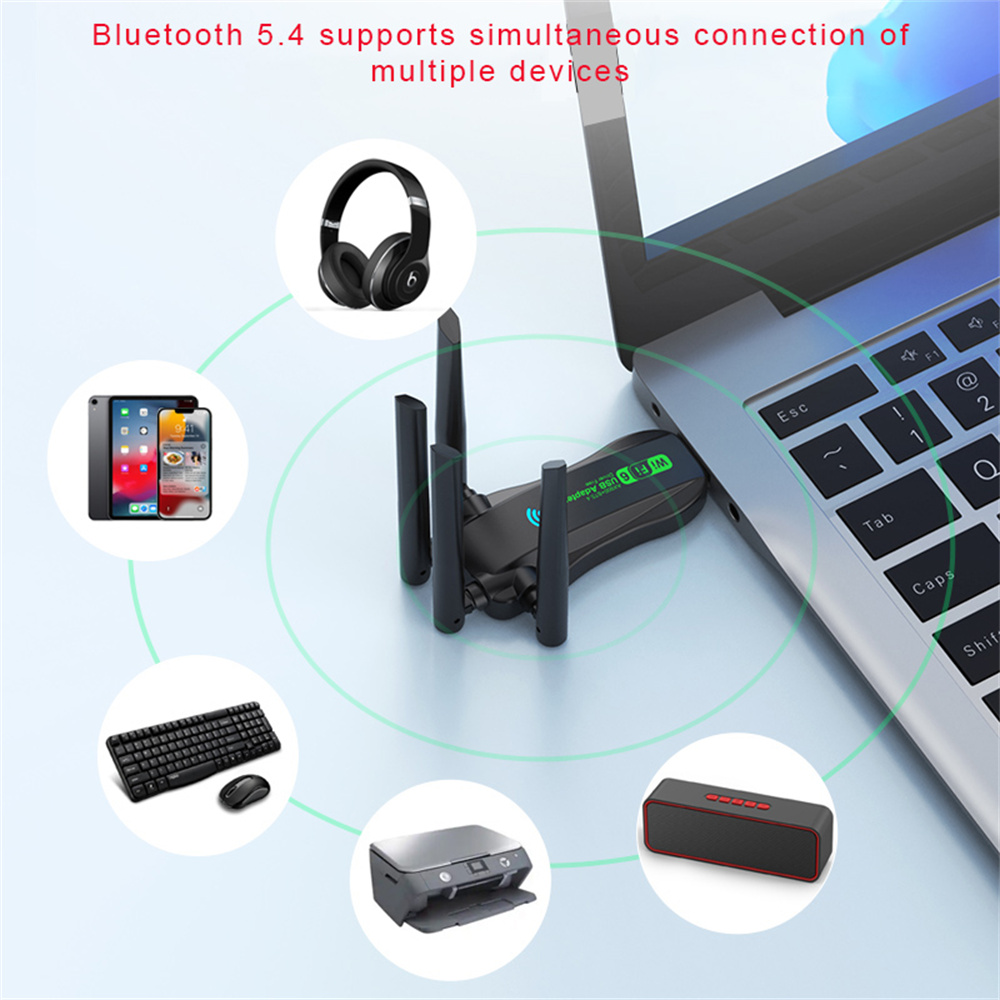 WiFi 6 AX900 USB Adapter Bluetooth 5.4 Dual Band Antennas 2.4G 5G WiFi6 Network Card Wireless Receiver Driver Free for WIN 10 11