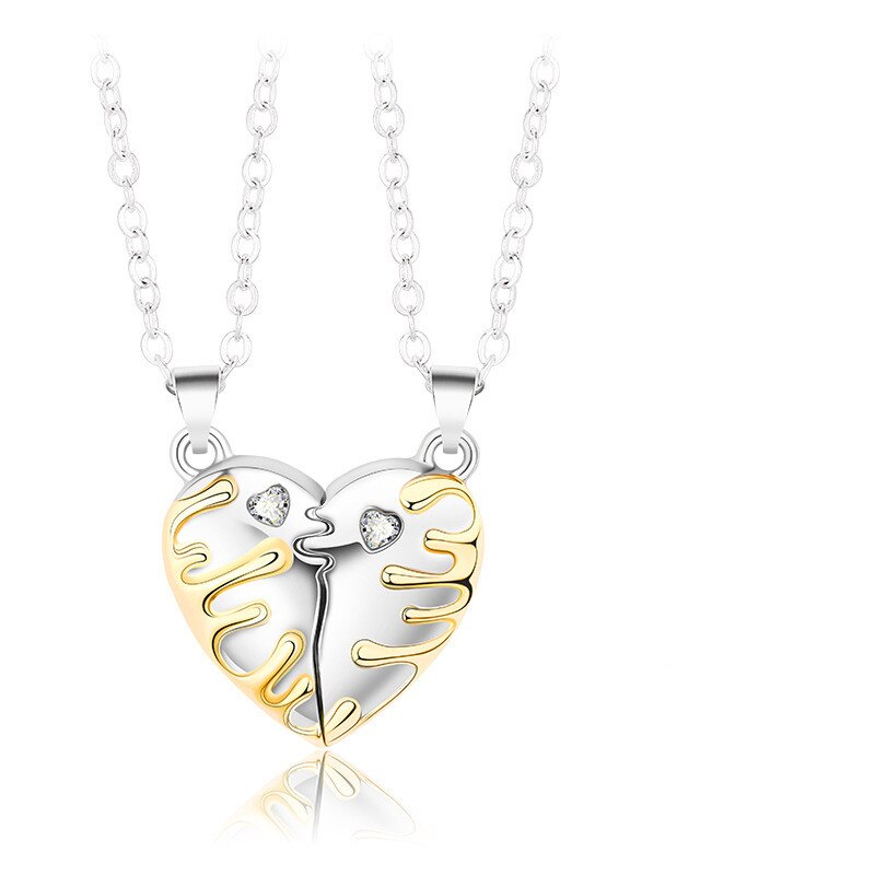 2 pz/set collana con ciondolo a cuore collana girocollo coppia magnetica collana per amanti donna donna uomo donna ragazzi ragazze regalo maschile: NC21Y0612-1