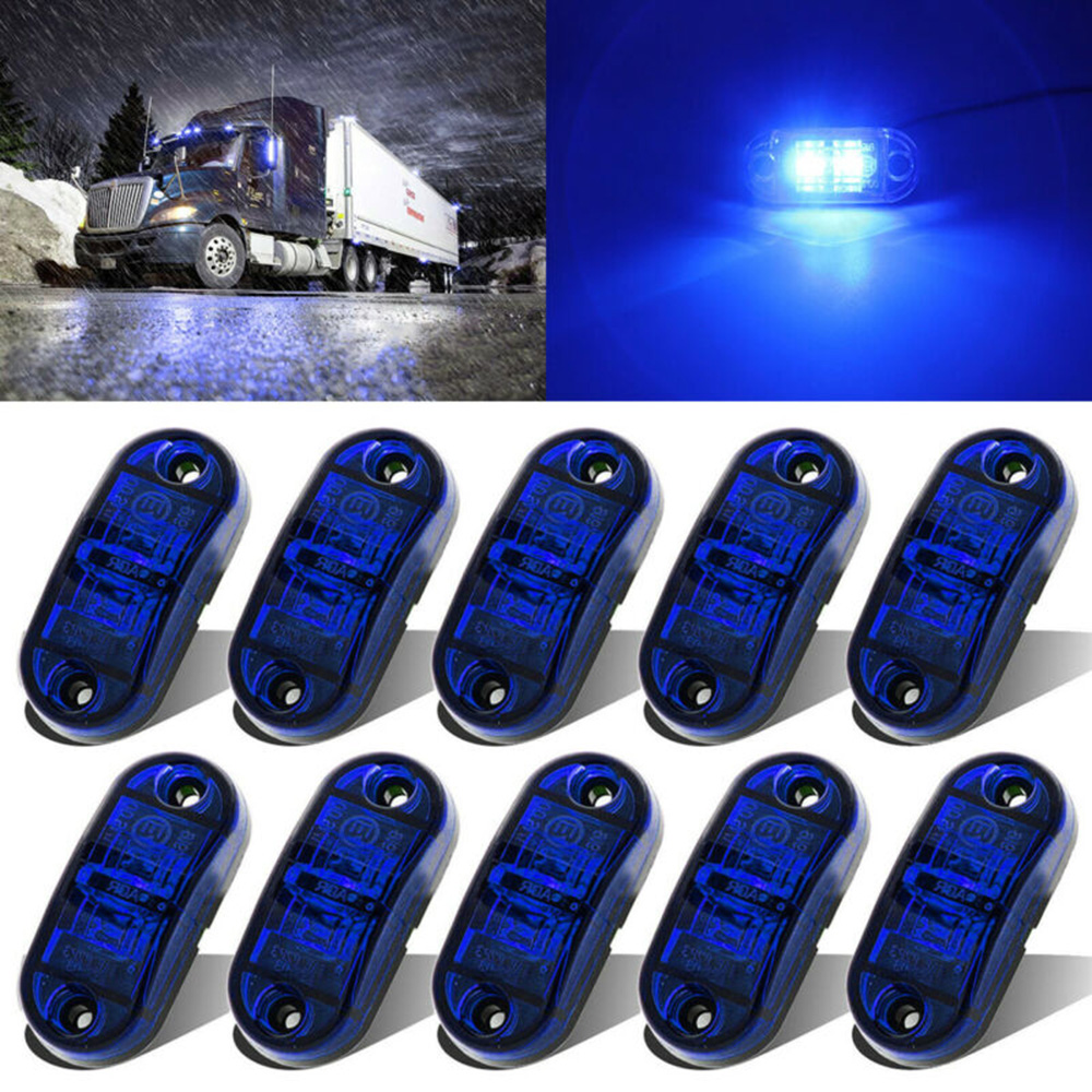 10 st  dc 10v-30v 2.5 " blå led-lampa oval röjning trailer lastbil sidomarkeringsljus parkeringsbakljus för suv lastbil lastbil
