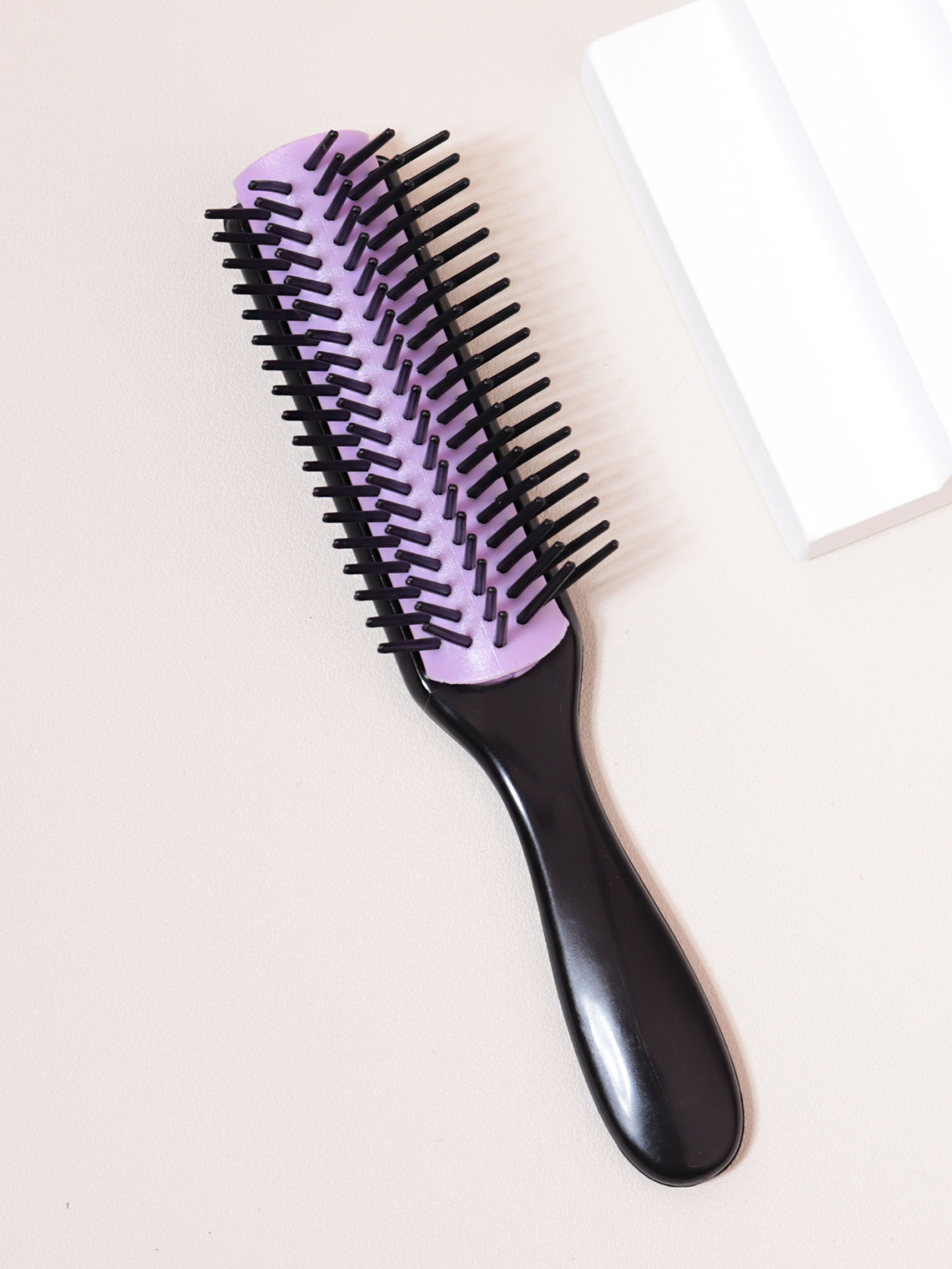 Cepillo de peinado clásico de 9 filas y 5 filas, cabello rizado y liso, cabello grueso natural, separación de soplado, herramienta de modelado y peinado: Púrpura claro