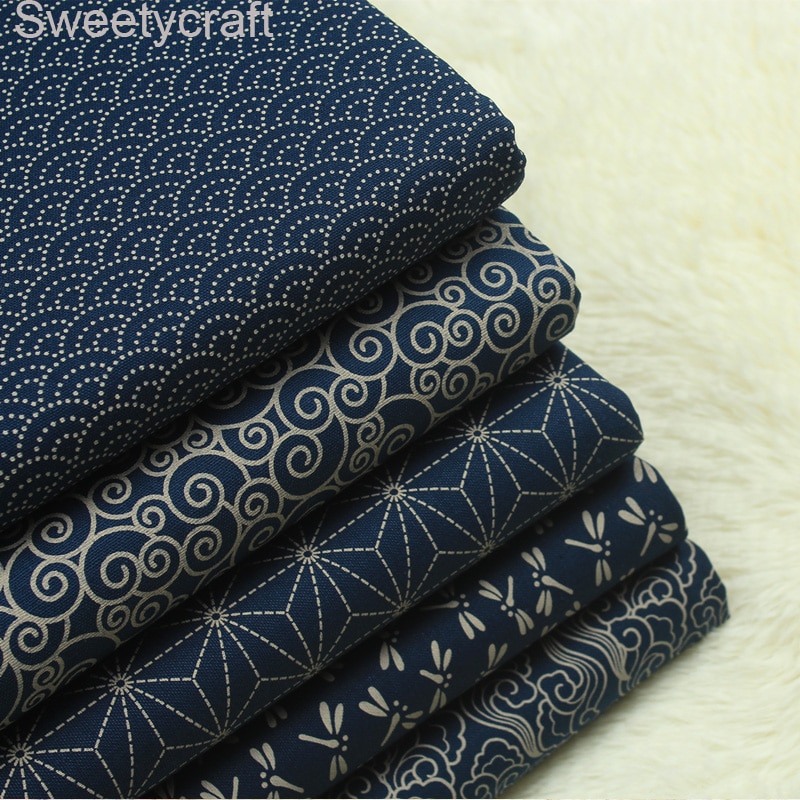 Bomulds- og linnedstof japansk stil etnisk trykt klud til diy håndlavet syning patchwork håndarbejde baby kid tøj tissu