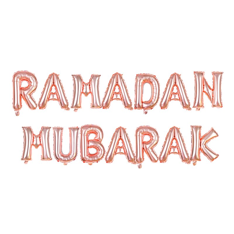 16inch Eid Mubarak Letter Foil Balloon Gold Silver Ramadan Mubarak Helium Balloon Muslim Festival Party Decoration Supplies: B09 