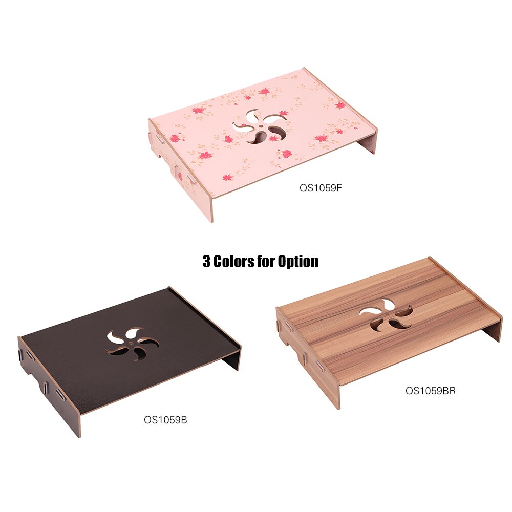 Office Accessories Wood Computer Monitor Stand Laptop Riser Holder Desktop Organizer with Keyboard Wiring Slot School Office