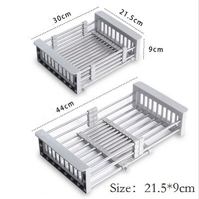 Foldable Dish Drying Rack Multi-Use Kitchen Silicone Drainer Over Sink Fruit Vegetable Meat Organizer Tray Drainer: B-Telescopic
