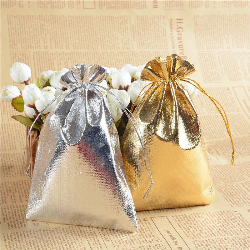 20pcs/bag 7x9cm 5x7cm Adjustable Jewelry Packing Silver/ Gold Colors Drawstring Velvet Bag,Wedding Bags & Pouches