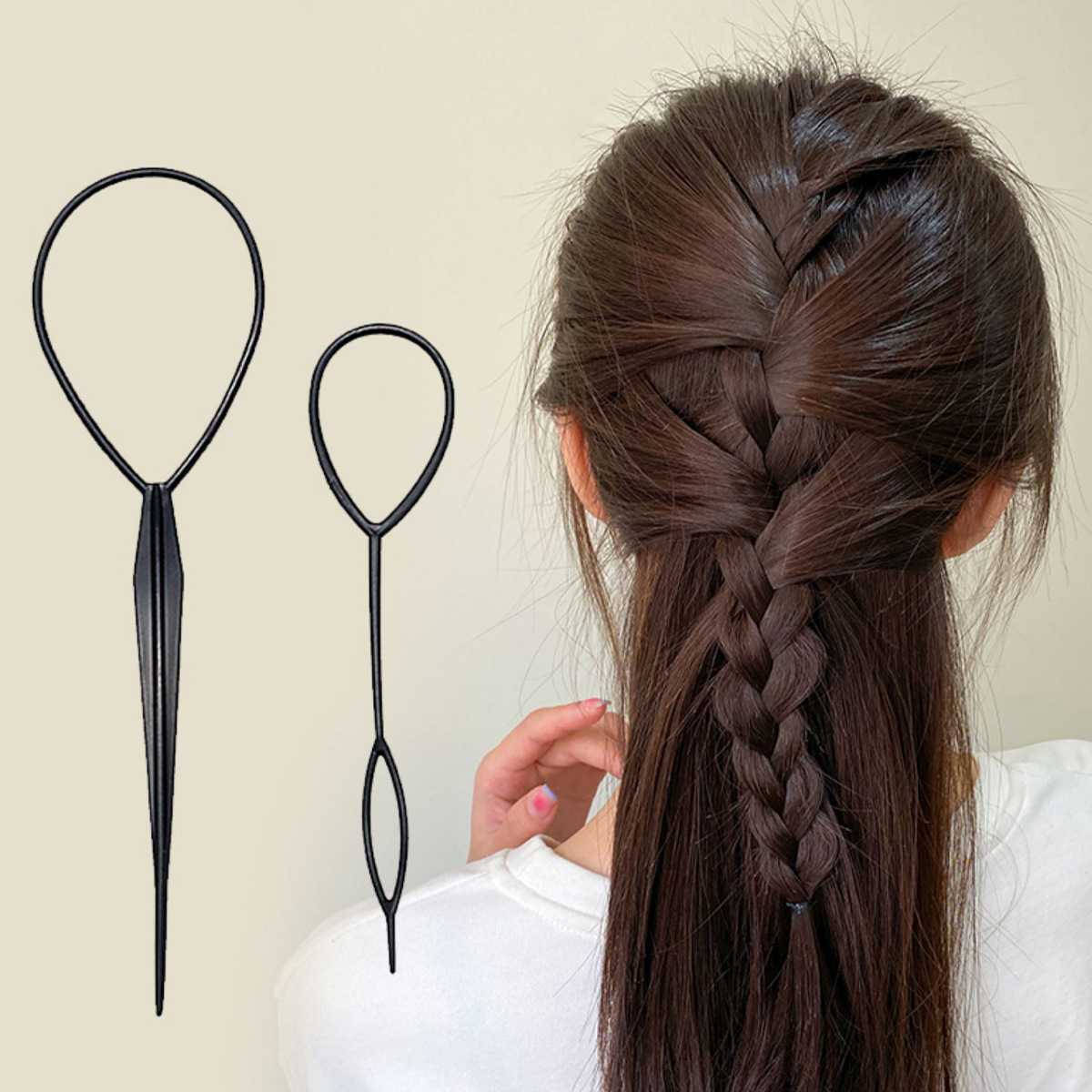 1 Juego de cola de caballo trenzada de pelo de cola de caballo, herramientas de estilismo para el cabello, herramienta de estilismo para tipos de cabello Normal