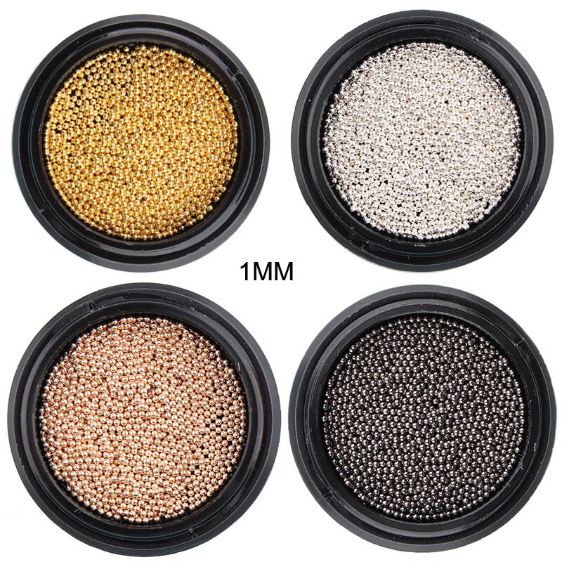 1Box Steel Balls Mini Metal Beads 6 Size s 1 Box Steel ball bead, 3D metal micro beads / no hole beads/ ball beads/ nail JK7676