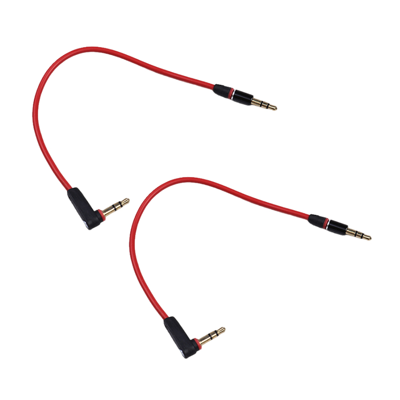 1/2/3/5pcs 3.5mm Short 20cm Jack To Jack Aux Cable Male To Male Stereo Audio Cables Cord 90 Degree: Pink