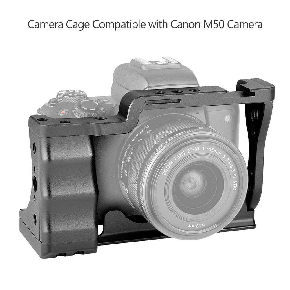 Andoer Camera Cage Aluminium Met Koud Schoen Mount Compatibel Met Voor Canon Eos M50 Dslr Camera