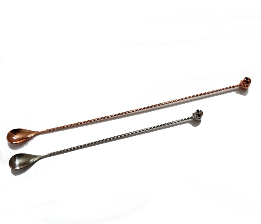 Schedel Barspoon Cocktail Lepel Roestvrij Staal Mengen Cocktail Lepel, Spiraal Patroon Bar Tool