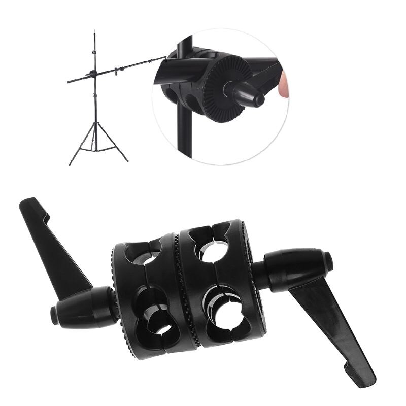 Dual Swivelling Grip Head Double Angle Tilt Mount Wheel Clamp Connector Bracket Reflector Boom Arm Support Light Stand