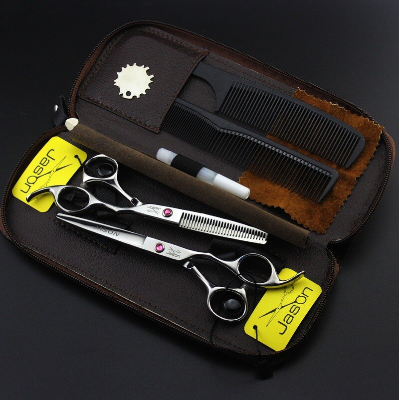 Japan 440 Steel 6 Inch Silver Hair Scissors Set Cutting Barber Salon Haircut Thinning Shears Hairdressing Scissors