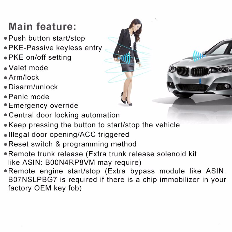 SPEEDWOW Universal Car One-Way Alarm Vehicle System Protection Security System Keyless Entry Siren with 2 Remote Control Burglar