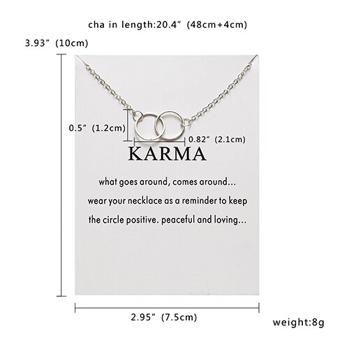 Rinhoo Gold Silver Color Karma Double Circle Alloy Choker Pendant Short Necklace Women Lady Jewelry: silver