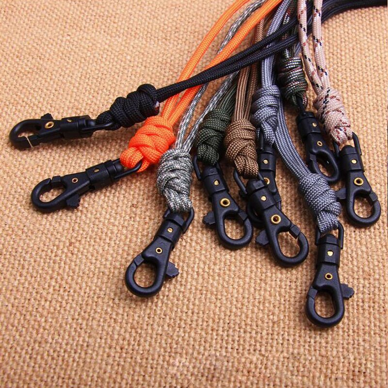 1pc håndlavede paracord lanyard nøglering til fløjter ledning nøgler id badge mobiltelefon klatring plastik klip hængende nakke reb lanyard