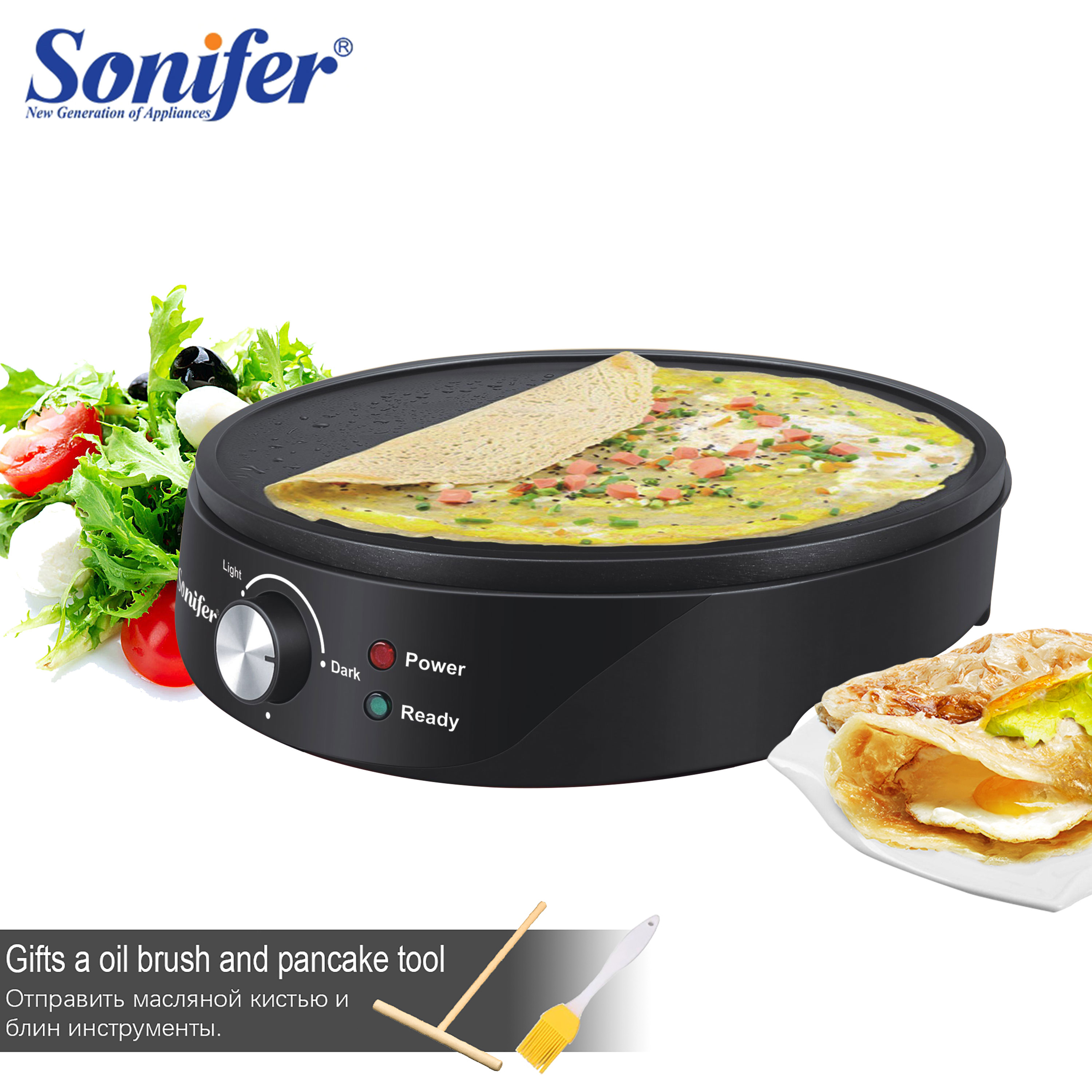 Pannenkoek Maker Crêpe Machine Non-stick Bakplaat Bakken Pan Barbecue Roosteren Bakplaat Huishouden Keuken Koken Gereedschap 220V Sonifer