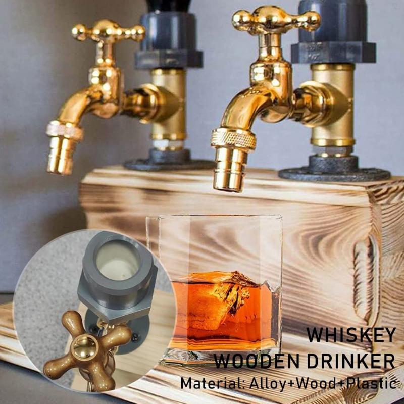 Schnaps Alkohol Whiskey Holz Spender1/2/3 Flasche Schnaps Spender Professionelle Alkohol Spender Bahnhof Wasserhahn bilden
