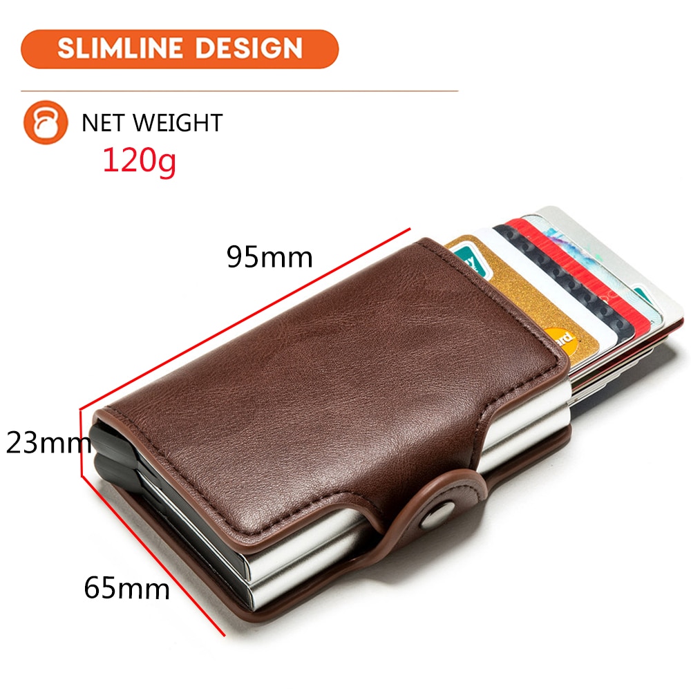 Engraving RFID Card Holder Wallet for Men Credit Card Holder Business Unisex PU Leather Double Layer Cardholder Aluminum Box