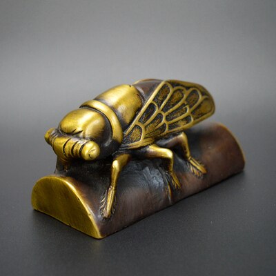 Metal Paperweight Lovely Cicada Paper Weight Chinese Calligraphy Bronze Paperweights Living/Study Room Decoration: green