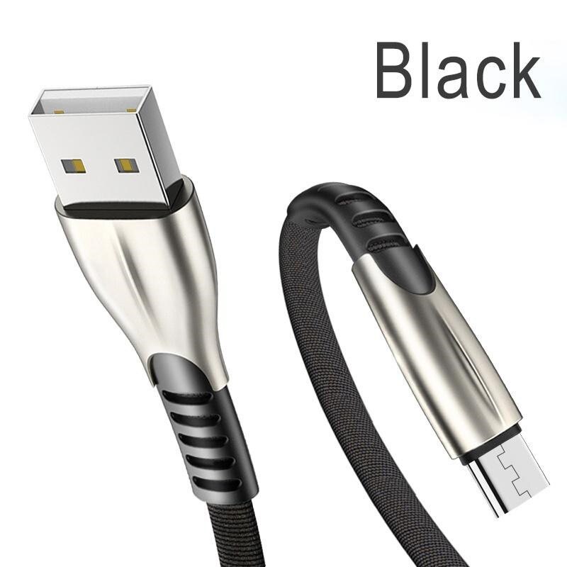 Cargador USB tipo C para coche, Cable de datos de carga superrápida para Samsung A20E, A40, A50, A70, A51, A71, Huawei P30, P20, Mate 30, 20: Cable Black