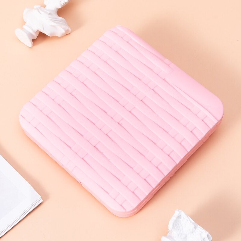 Kleurrijke pp-doos voor het opbergen van maskers, bewaar maskers, doos in rotanvorm, draagbare maskers, studentenmaskeropslag, stofdichte maskerorganizer: Roze