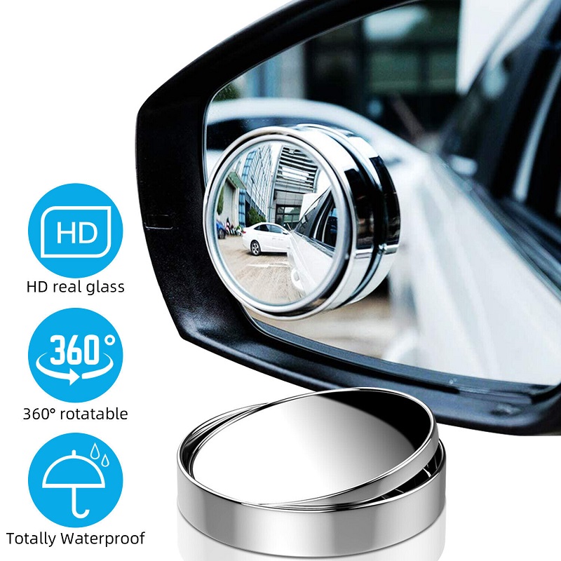 2x specchietti per punto cieco per auto specchietto retrovisore laterale convesso rotondo regolabile in vetro HD 360 ° bastone in poi specchietto circolare ottavino montato su auto