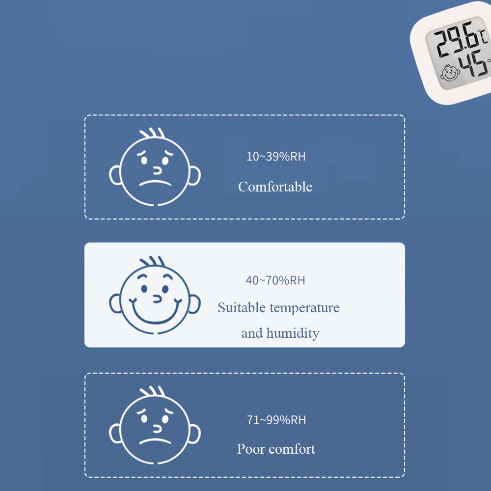Mini Digital Thermometer Cute Smiley Hygrometer LED Temperature Humidity Meter Indoor Weather Measurement Device for Home