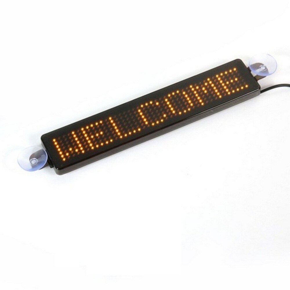 12V Auto Led Programmeerbare Teken Bewegende Scrolling Bericht Display Board Scherm Ultra-Dunne Auto Bericht Display Board Naam tag: YELLOW