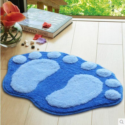 Tapete para puerta de baño con huellas de Pies Grandes, alfombrillas para pies, alfombra para el hogar,: Azul