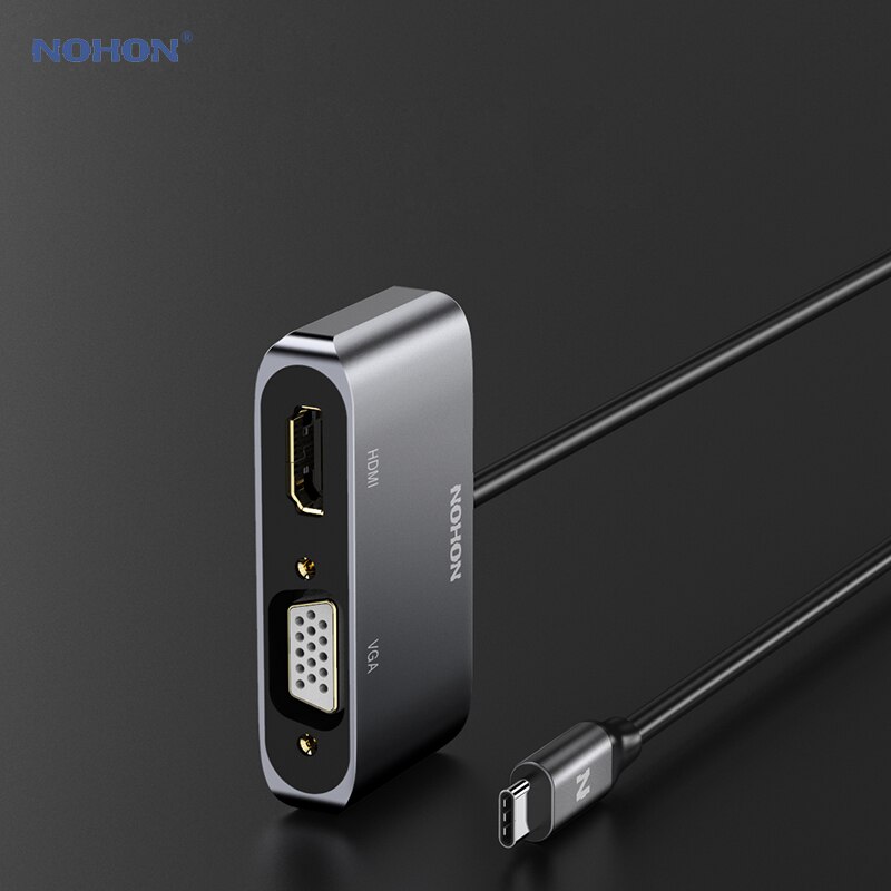 Nohon – HUB USB type-c vers HDMI et VGA, adaptateur pour MacBook, Samsung Galaxy S9/Note 9, Huawei P20 Pro, Mate 20 X Pro, ordinateur portable