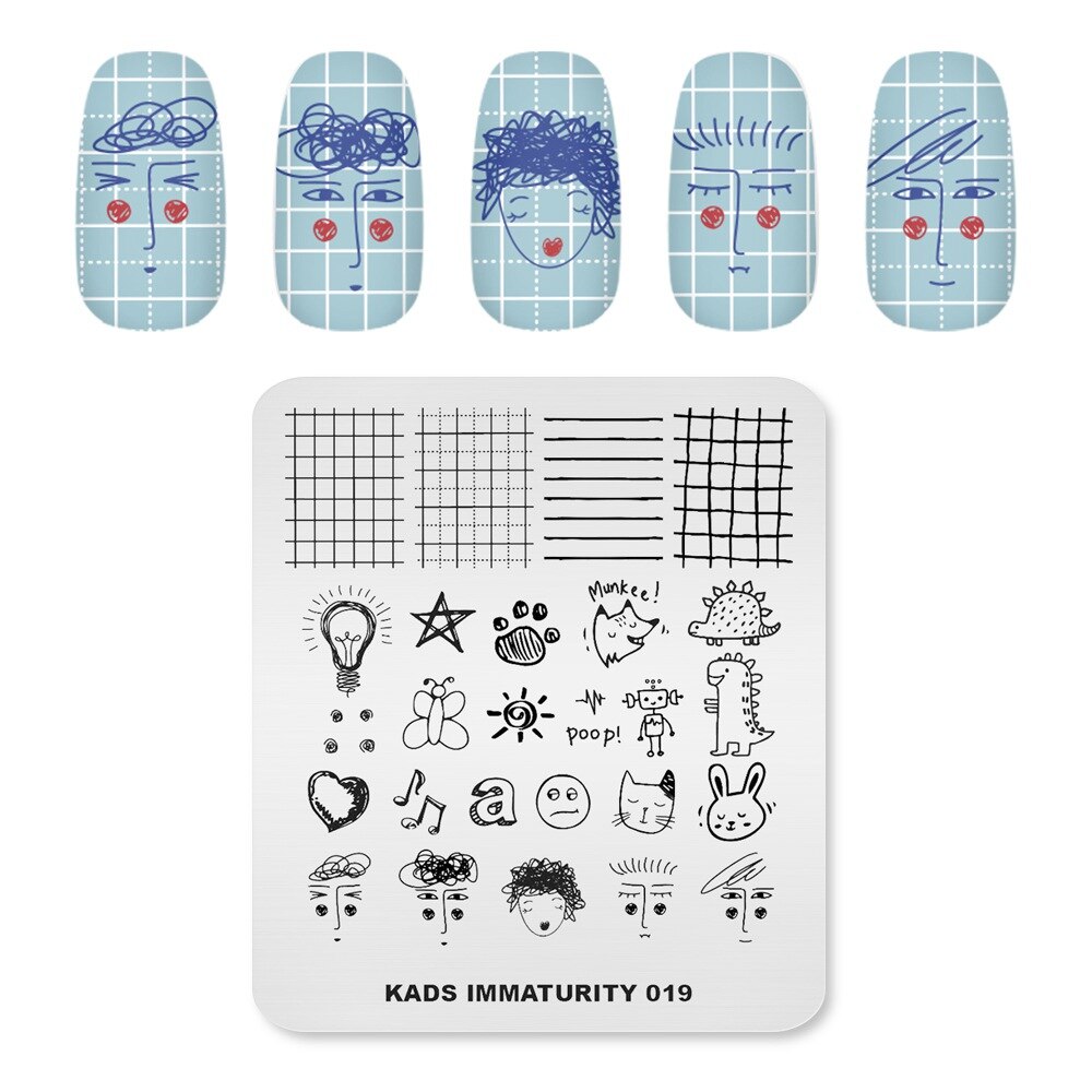 Nail Art Stamp Template Words Letter Small Patterns Nail Stamping Plate DIY Image Printing Plate Stainless Steel Stencils: Immaturity 019