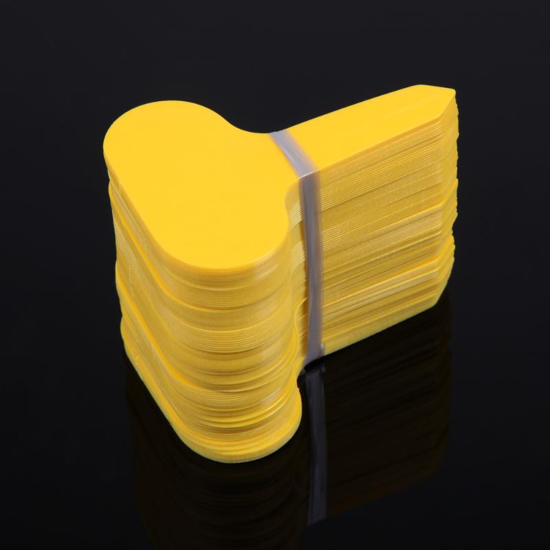 100Pcs Plastic Plant Labels Mark T-type Plastic Nursery Garden Reusable Plant Flower Tag Label Flower Thick Tag 4 Color: Yellow